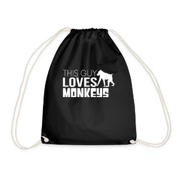 This guy loves monkeys - Drawstring Bag - black - Front