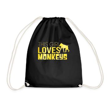This girl loves monkeys - Drawstring Bag - black - Front