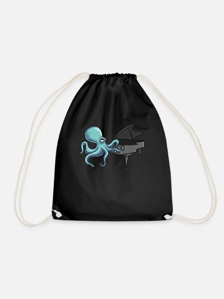 Oktopus Klavier Pianist - Turnbeutel - Schwarz