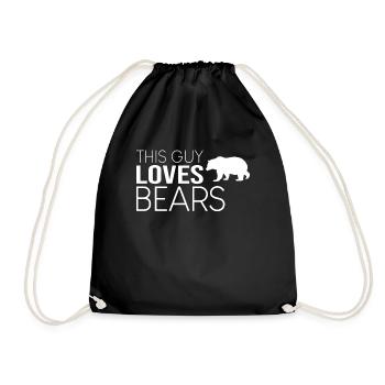 This guy loves bears - Drawstring Bag - black - Front
