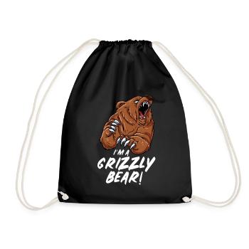 Bear - Drawstring Bag - black - Front