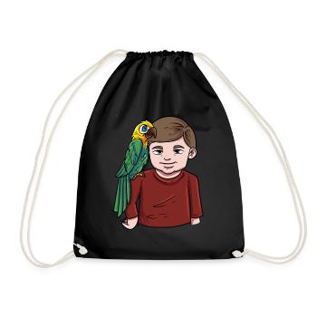 Boy with parrot - Drawstring Bag - black - Front