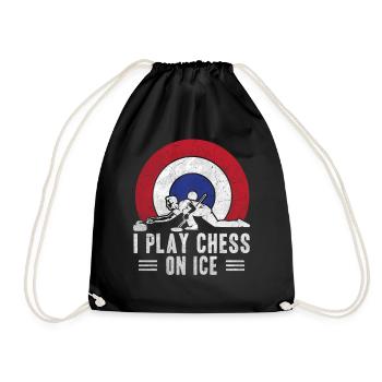I play Chess on Ice Curling House - Drawstring Bag - black - Front