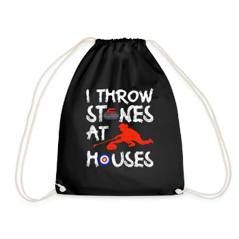 I Throw Stones At Houses Funny Curling - Turnbeutel - Schwarz - Vorne
