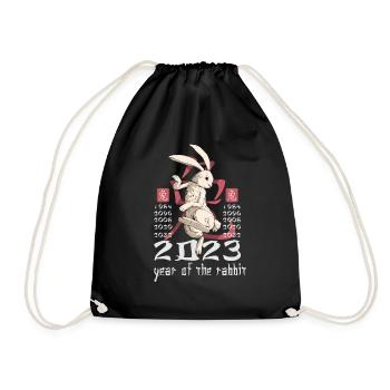 Personnage de lapin chinois Nouvel An 2023 - Sac de sport léger - noir - Devant