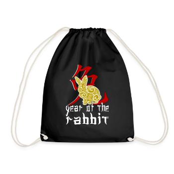 Personnage de lapin chinois Nouvel An 2023 - Sac de sport léger - noir - Devant