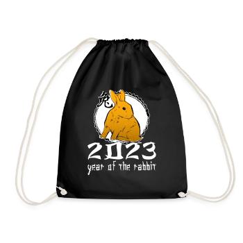 Personnage de lapin chinois Nouvel An 2023 - Sac de sport léger - noir - Devant