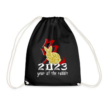 Personnage de lapin chinois Nouvel An 2023 - Sac de sport léger - noir - Devant