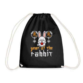 Personnage de lapin chinois Nouvel An 2023 - Sac de sport léger - noir - Devant