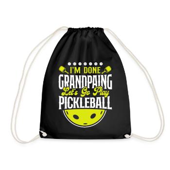 Pickleball Grandpa I'm Done - Drawstring Bag - black - Front