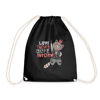 Love Trash Hate Facism Anti-Fascism Activists - Drawstring Bag - black - Front