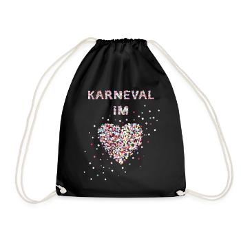 Karneval im Herzen Fastelovend Weiberfasnacht Narr - Turnbeutel - Schwarz - Vorne