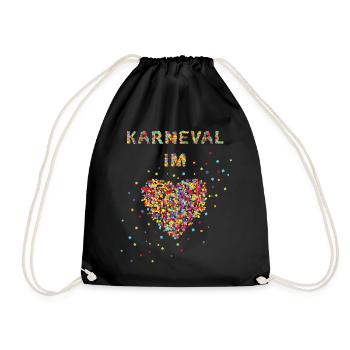 Karneval im Herzen Fastelovend Konfetti Jeck - Turnbeutel - Schwarz - Vorne