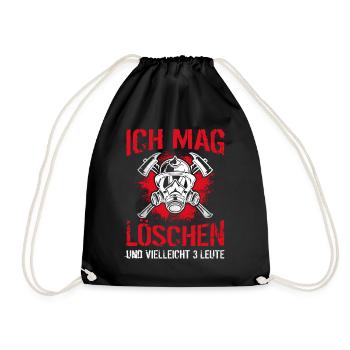 Lustiger Freiwillige Feuerwehr Spruch - Feuerwehrm - Turnbeutel - Schwarz - Vorne