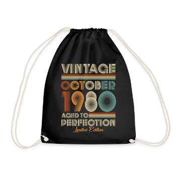 Vintage Aged To Perfection October 1980 - Drawstring Bag - black - Front