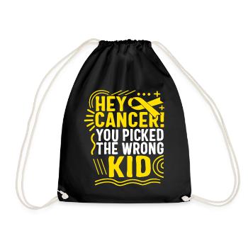 Childhood Cancer Awareness Shirt, Hey Cancer You - Drawstring Bag - black - Front