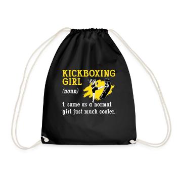 Kickboxing Girl Kickboxer Fighter Boxing Sports - Drawstring Bag - black - Front