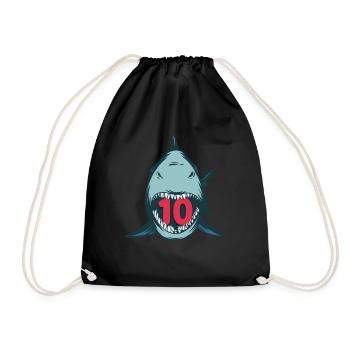 Megalodon Hai 10th birthday 10 years Megalodon - Drawstring Bag - black - Front