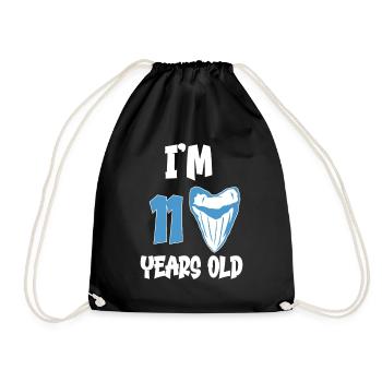 Ich bin 11 Jahre alt - Megalodon-Zahnhai 11. - Turnbeutel - Schwarz - Vorne