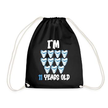 Ich bin 11 Jahre alt - Megalodon-Zahnhai 11. - Turnbeutel - Schwarz - Vorne