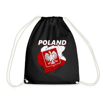 Poland Polska Polish flag - Drawstring Bag - black - Front