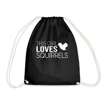 This girl loves squirrels - Drawstring Bag - black - Front