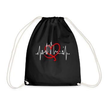 Frankfurt Skyline Heartbeat FFM Fan Love Hesse - Drawstring Bag - black - Front