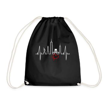 New York Skyline Herzschlag Herz USA Geschenk NY - Turnbeutel - Schwarz - Vorne
