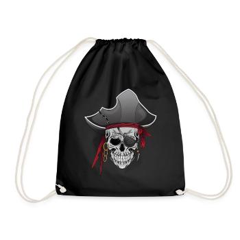 Totenkopf Pirat Piraten Piratenflagge Totenschädel - Turnbeutel - Schwarz - Vorne