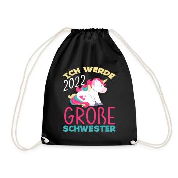 Einhorn Ich Werde Große Schwester 2022 - Turnbeutel - Schwarz - Vorne