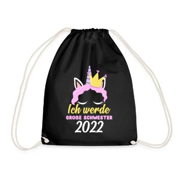 Mädchen Einhorn Ich Werde Große Schwester 2022 - Turnbeutel - Schwarz - Vorne