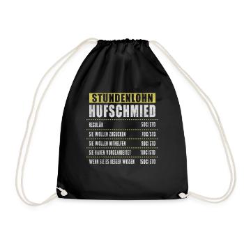 Stundenlohn Hufschmied - Turnbeutel - Schwarz - Vorne