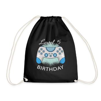 Level 5 Birthday Play Birthday Present - Drawstring Bag - black - Front