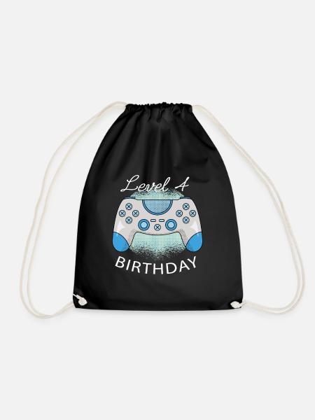 Level 4 Birthday Play Birthday Present - Drawstring Bag - black