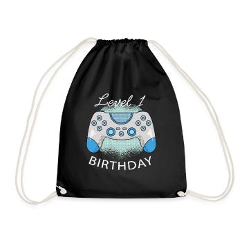 Level 1 Birthday Play Birthday Present - Turnbeutel - Schwarz - Vorne