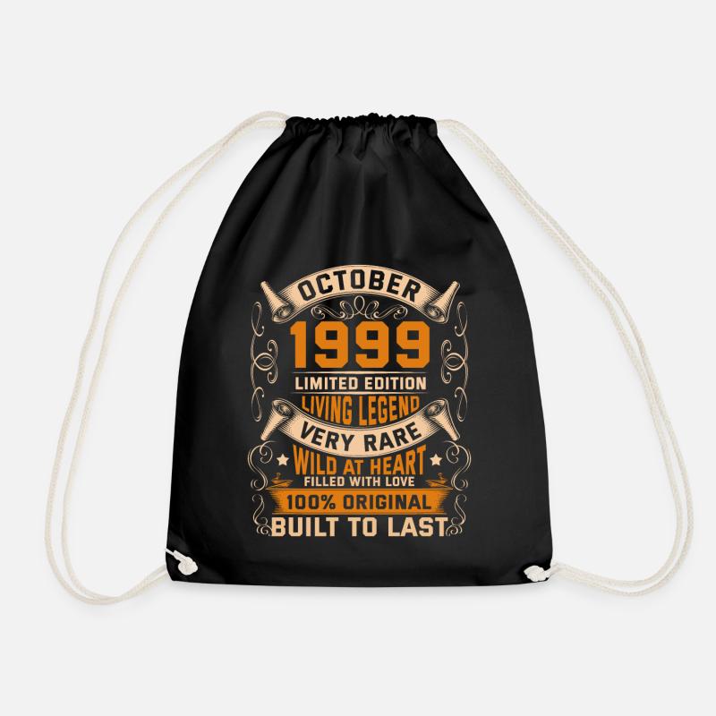 Birthday Legends 100% Original October 1999 - Drawstring Bag - black