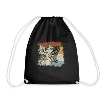 Retro Hyena - Drawstring Bag - black - Front