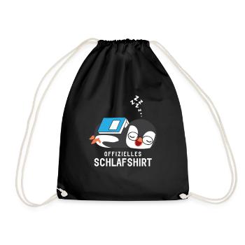 Offizielles Schlafshirt Pyjama Schlafanzug Pinguin - Turnbeutel - Schwarz - Vorne