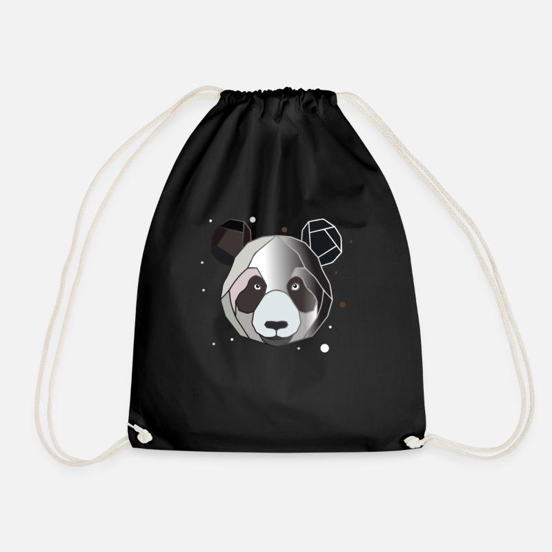 Panda Polygon Kunst Tier Geometrie - Turnbeutel - Schwarz