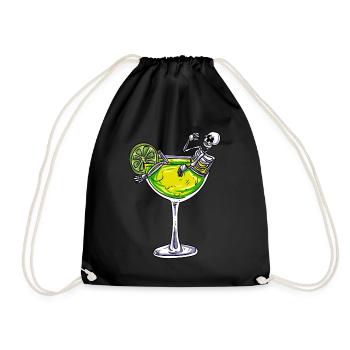 Skelett Cocktail - Turnbeutel - Schwarz - Vorne