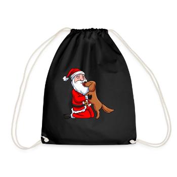 Santa Claus Puppy - Drawstring Bag - black - Front