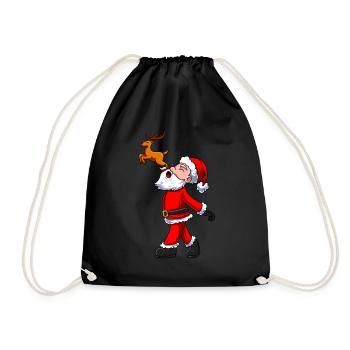 Weihnachtsmann Rentier - Turnbeutel - Schwarz - Vorne