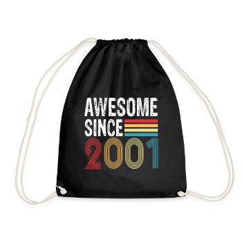 Awesome Since 2001 Birthday 2001 Vintage 2001 - Drawstring Bag - black - Front