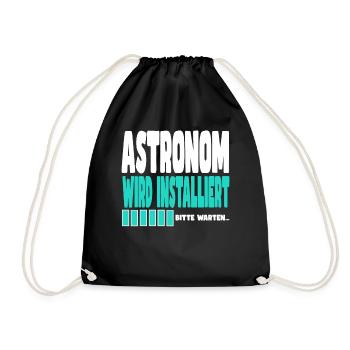 Astronom wird installiert - Turnbeutel - Schwarz - Vorne