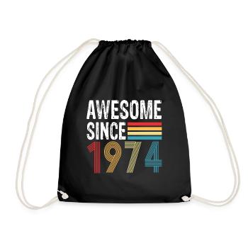 Awesome Since 1974 Birthday 1974 Vintage 1974 - Drawstring Bag - black - Front