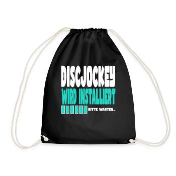 Discjockey wird installiert - Turnbeutel - Schwarz - Vorne