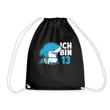 Ich Bin 13 - 13. Geburtstag Hai Haifisch - Turnbeutel - Schwarz - Vorne
