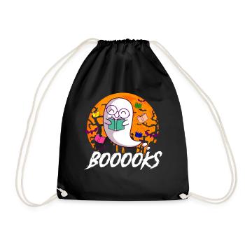 Bücherwurm Buch Lesen Geist Ghost Halloween - Turnbeutel - Schwarz - Vorne