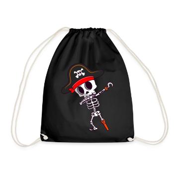 Dabbing Skeleton Pirate Pirates Spooky Halloween - Drawstring Bag - black - Front