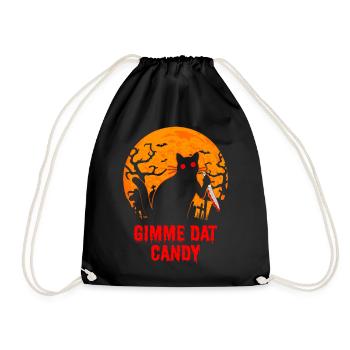 Gimme Dat Candy Katze Gruseliges Halloween - Turnbeutel - Schwarz - Vorne